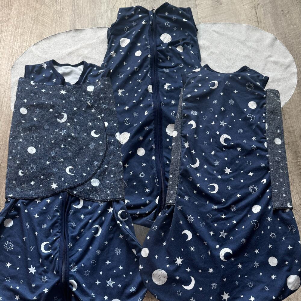 Lot 3 BSTOPPT Newborn Sleep Sack Celestial Baby Swaddle Adjustable Wearable 0-6
